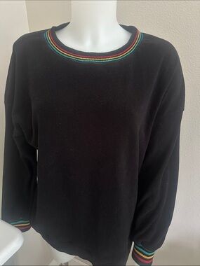 Black Sweatshirt with Rainbow Trim